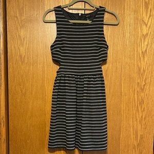 Forever 21 Black and Gray Striped Sleeveless Dress
